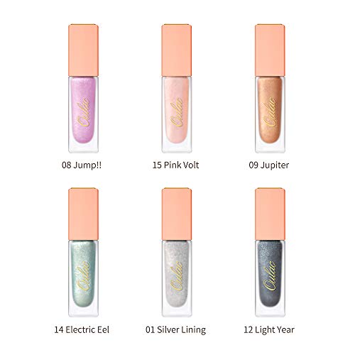 Oulac Sombras de Ojos Líquida Oro Rosa Sombras de Ojos Profesionales, No Alcohólico Iluminador de Ojos, Perdurable, Fórmula Vegana, 5,4 g, Voltio Rosa (15)