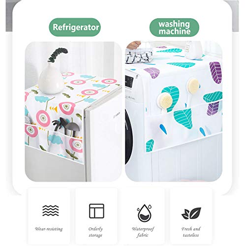 OYSJ Cubierta Antipolvo para Refrigerador, 2Pcs Cubierta Polvo Lavadora,Tapa del Refrigerador Casero con Bolsa De Almacenamientopara Nevera Cubierta De Polvo Impermeable Y A Prueba
