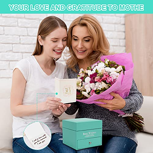 Ozrpn Juego de Rosas Eternas,Regalo Original para Damas,Caja de joyería de Rosa eterna con Collar de te Amo,Regalo de cumpleaños, Día de San Valentín,Día de la Madre,Aniversario,Navidad (Verde)