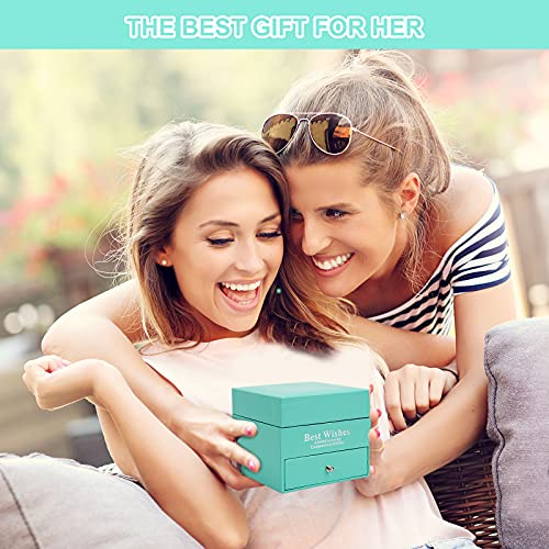 Ozrpn Juego de Rosas Eternas,Regalo Original para Damas,Caja de joyería de Rosa eterna con Collar de te Amo,Regalo de cumpleaños, Día de San Valentín,Día de la Madre,Aniversario,Navidad (Verde)