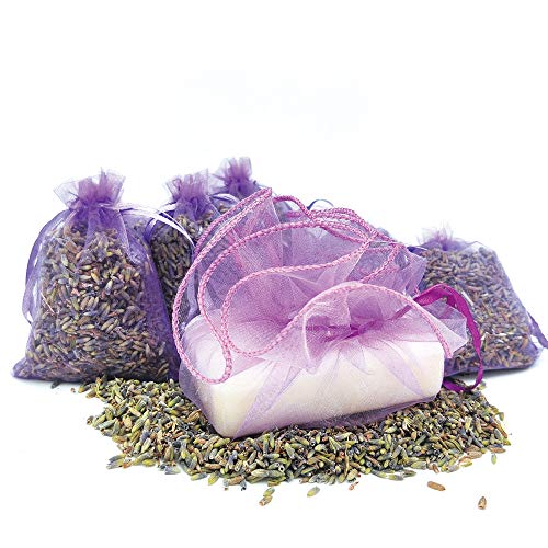 Pack Provenza: Jabón Blanco Natural de Lavanda + 6 Bolsitas de Lavanda - Fabricada y cosechada en la Provenza
