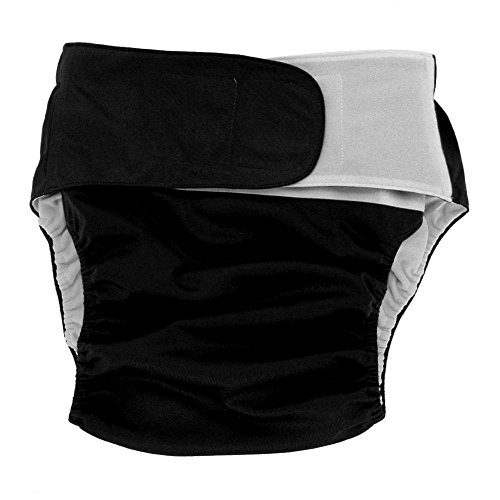 Pañales para adultos, pañales para incontinencia, ajustable, lavable, doble apertura, reutilizables, sin fugas, para el cuidado de la discapacidad (negro)