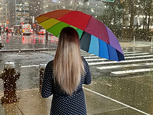 Paraguas Semiautomático Arco Iris Super Resistente Antiviento/Paraguas de moda mujeres y hombres