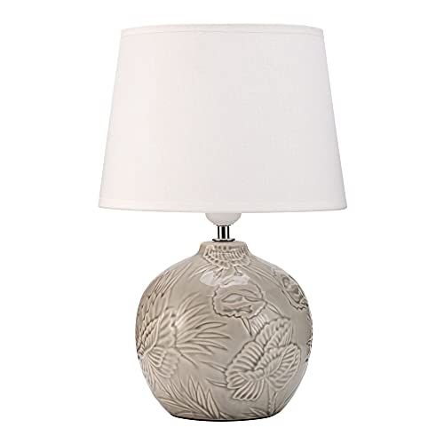 Pauleen Tender Love Table luminaire 48216 Luminaria de sobremesa, máx. 20 W, Hecha a Mano, Blanco, Gris, lámpara para mesita de Noche Estilo Boho, Tela, cerámica, E27