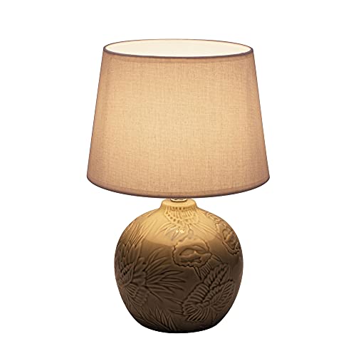 Pauleen Tender Love Table luminaire 48216 Luminaria de sobremesa, máx. 20 W, Hecha a Mano, Blanco, Gris, lámpara para mesita de Noche Estilo Boho, Tela, cerámica, E27