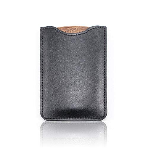 Peine para barba de madera para hombres, antiestático, doble acción, dientes finos y gruesos Peine de madera con estuche de cuero, perfecto para bálsamos y aceites(01#)
