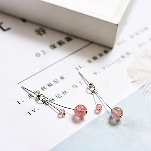 Pendientes pequeños pendientes de cristal de fresa mujer exquisito temperamento de oreja pendientes de plata esterlina mujer hipoalergénica s925 plata simple