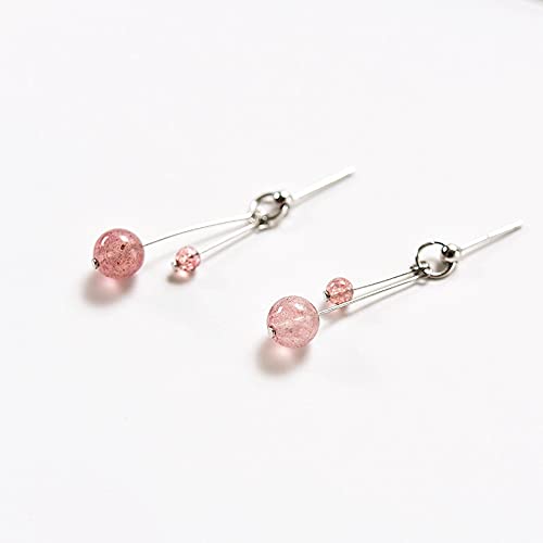 Pendientes pequeños pendientes de cristal de fresa mujer exquisito temperamento de oreja pendientes de plata esterlina mujer hipoalergénica s925 plata simple