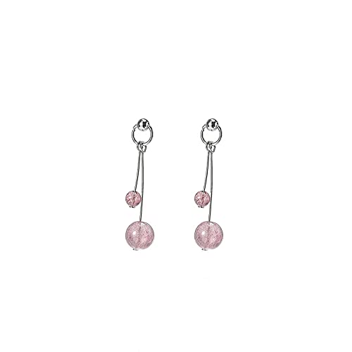 Pendientes pequeños pendientes de cristal de fresa mujer exquisito temperamento de oreja pendientes de plata esterlina mujer hipoalergénica s925 plata simple