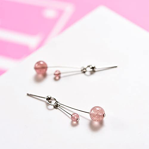 Pendientes pequeños pendientes de cristal de fresa mujer exquisito temperamento de oreja pendientes de plata esterlina mujer hipoalergénica s925 plata simple