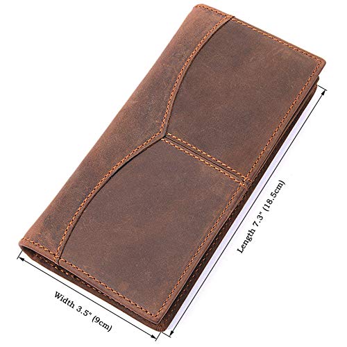 Personalizado Cartera Larga de Cuero de los Hombres de la Moda de la individuación Cartera de Cuero del Caballo Loco for los Hombres maduros Creativo (Color : Brown, Size : S)