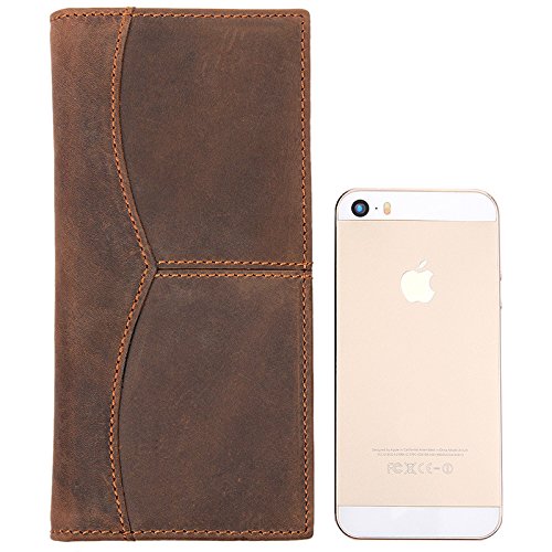 Personalizado Cartera Larga de Cuero de los Hombres de la Moda de la individuación Cartera de Cuero del Caballo Loco for los Hombres maduros Creativo (Color : Brown, Size : S)