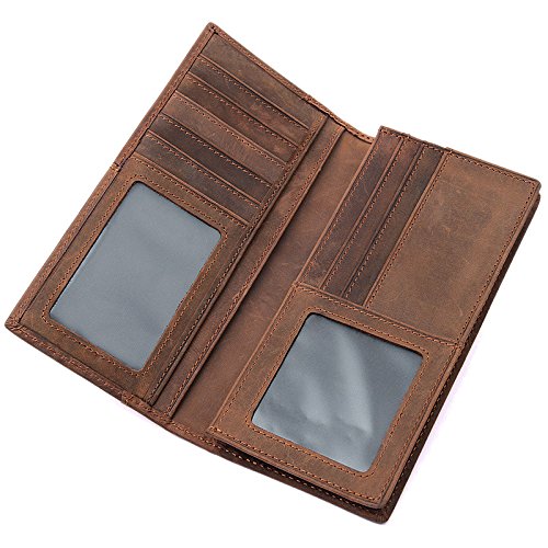 Personalizado Cartera Larga de Cuero de los Hombres de la Moda de la individuación Cartera de Cuero del Caballo Loco for los Hombres maduros Creativo (Color : Brown, Size : S)