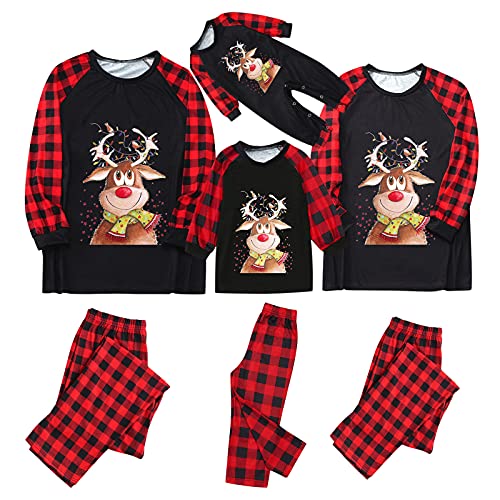 Pijamas Navidad Familia a Juego Conjunto de Pantalón y Pijama Navidad Familia con Estampado Arbol de Navidad Papa Noel Navideño Trajes Familiar Infantil Niños Hombre Mujer Otoño Invierno