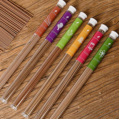 Plantears Juego de varillas de incienso para aromaterapia, varillas de incienso de aroma premium, lavanda, jazmín, sándalo, rosa, té verde y Osmanthus 6 aromas
