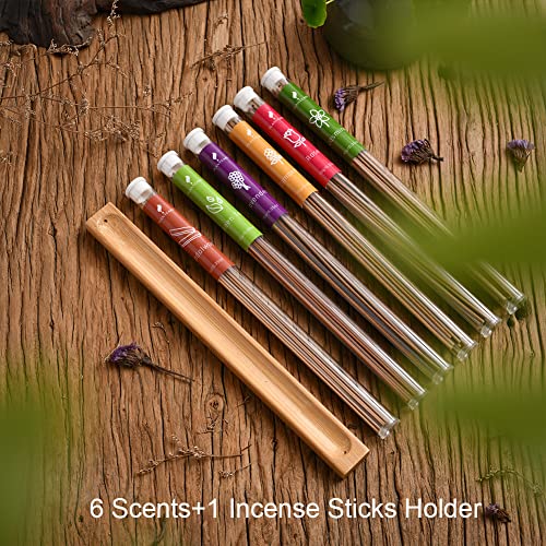 Plantears Juego de varillas de incienso para aromaterapia, varillas de incienso de aroma premium, lavanda, jazmín, sándalo, rosa, té verde y Osmanthus 6 aromas