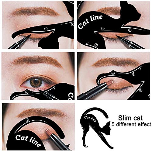 Plantillas para delineador de ojos de gato, material de PVC mate ahumado, aplicadores de sombra de ojos, plantilla de guía de sombra de ojos, 2 unidades
