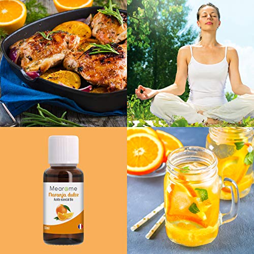 PLASTIMEA - Aceite Esencial Puro 100% Natural y Bio, Con Vitamina C, Para Aromaterapia y Humidificador Ultrasónico, Aroma Naranja Dulce, 30ml