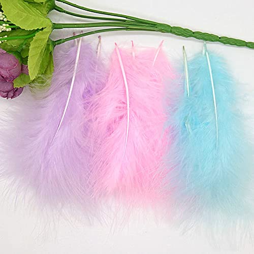 Pluma de pavo Natural de colores de 10-15cm, penacho esponjoso, vestido de boda, fiesta, decoraciones artesanales, accesorios, 50 piezas, azul lago
