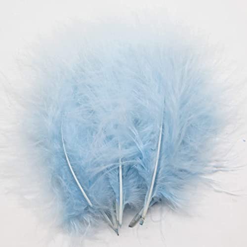 Pluma de pavo Natural de colores de 10-15cm, penacho esponjoso, vestido de boda, fiesta, decoraciones artesanales, accesorios, 50 piezas, azul lago