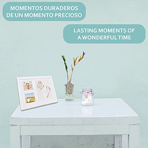 PLURI Premium Set de Marco Para Manos y Huellas de bebé para niño y niña, molde de yeso mano pie-s con marco de fotos, kit de huella de bebe de regalo para nacimiento de recién nacidos