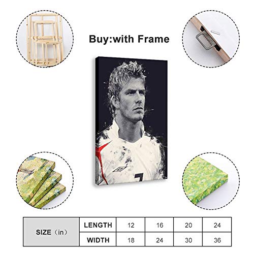 Póster de futbolista David Beckham negro con 5 carteles de lona para decoración de la sala de estar, dormitorio, marco de 40 x 60 cm