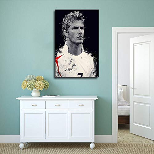 Póster de futbolista David Beckham negro con 5 carteles de lona para decoración de la sala de estar, dormitorio, marco de 40 x 60 cm
