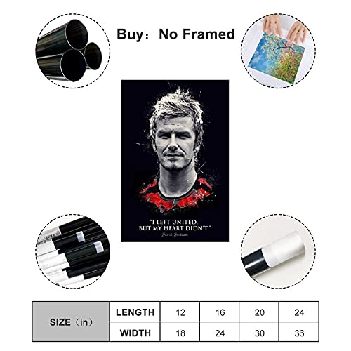 Póster de la estrella de fútbol con citas inspiradoras David Beckham 2, para decoración de la pared, para sala de estar, dormitorio, decoración sin marco, 40 x 60 cm