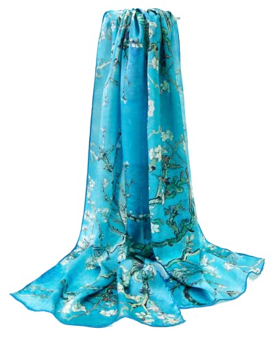 prettystern 160 cm Mujer Bufanda de seda Van Gogh obras de arte Ramas de los árboles de almendro en flor P905