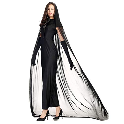 PROTAURI Bruja de Disfraces de Halloween para Mujer - Black Ghost Cosplay Disfraces con Capa Vampiro Zombie Party Outfits/L