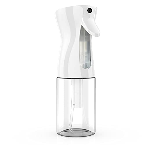 Pulverizador agua Peluqueria, Junlic 200ml Frascos de spray Botella de spray para el cabello Fina Niebla Pulverizador Continuo Pulverizador para Peinado, Plantas, Mascotas limpieza Blanco Transparente