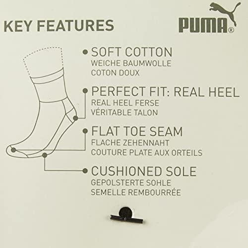 PUMA Calcetines deportivos cortos para hombre con suela de rizo (6 pares)