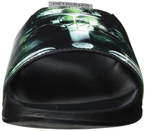 PUMA Mapf1 Graphic Leadcat FTR, Sandalias deslizantes Unisex Adulto, Negro Spectra Verde, 42 EU