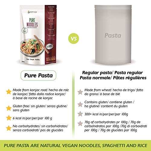 PureRice Arroz Konjac Sin Gluten 10 Pack 200 gramos | Vivir Sin Gluten Con Harina Gluten Free Con La Pasta Contra Intolerancia Gluten | Bajo En Calorias Y Carbohidratos