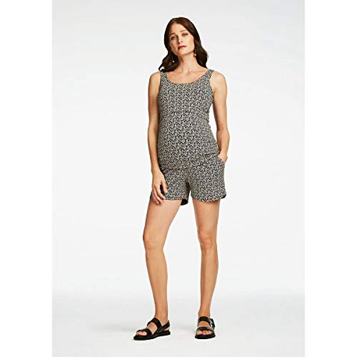 Queen Mum Shorts Jersey AOP Doha Pantalones Cortos premamá, Negro (Black P090), 36 (Talla del Fabricante: X-Small) para Mujer