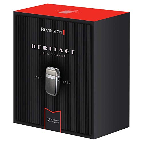Remington Afeitadora de Láminas Heritage - Cuchillas Flexibles, Elegante Diseño, Uso Con o Sin Cable, Autonomía 60 min, Lavable, Gris - HF9000