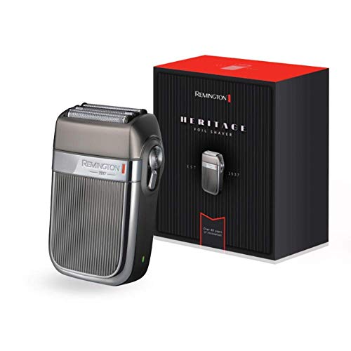 Remington Afeitadora de Láminas Heritage - Cuchillas Flexibles, Elegante Diseño, Uso Con o Sin Cable, Autonomía 60 min, Lavable, Gris - HF9000