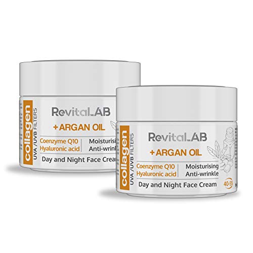 RevitaLAB +Argan Oil Crema Hidratante Antiarrugas de Día y Noche, 2x 50 ml