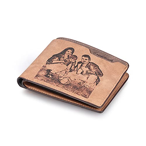 Rolaonly Hombre Personalizado Cartera con Foto Calendario Billetera Marrone Tarjetero Monedero Varón Regalos de Cumpleaños/Navidad/Día del Padre/Día de San Valentín