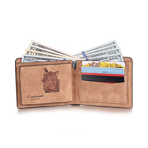 Rolaonly Hombre Personalizado Cartera con Foto Calendario Billetera Marrone Tarjetero Monedero Varón Regalos de Cumpleaños/Navidad/Día del Padre/Día de San Valentín