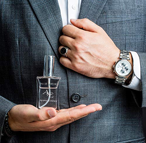 RoseMen Eau de Parfum para hombre por Aroma Essence, aroma cautivador para hombre con chypre fresco y notas acuáticas, perfume enriquecido con aceite de rosa de damascena, 35 ml