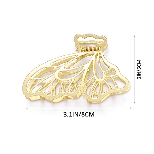 Runmi Pinzas para el cabello con mariposa, pinzas para el pelo, de metal, garras grandes para el cabello, accesorios para mujeres y niñas (2 unidades)