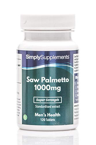 Saw Palmetto 1000mg - ¡Bote para 2 meses! - Apto para veganos - 120 Comprimidos - SimplySupplements
