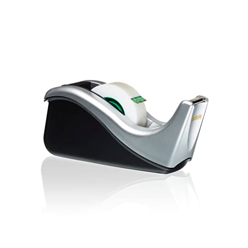 Scotch Dispensador para Cinta adhesiva - Modelo C60 para Cinta de hasta 19mm x 38m - Dispensador rellenable para la escuela, el hogar y la oficina - Incluye un rollo de cinta - Color negro y plata