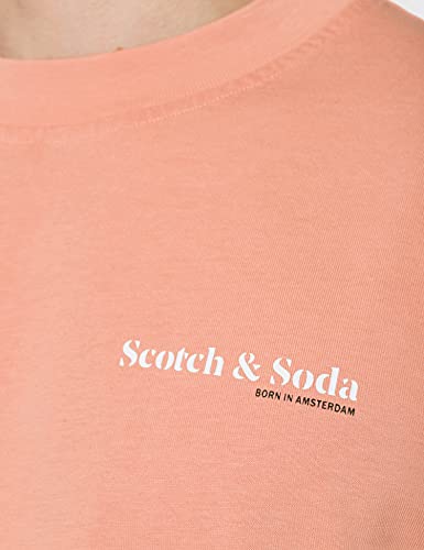 Scotch & Soda Organic Cotton-Jersey Longsleeve tee with Chest Print Camiseta, Pink Horizon 4230, XL para Hombre
