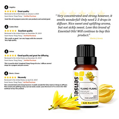 SenseLAB Aceite Esencial de Flor de Cananga - Aceite de Flor de Cananga de Grado Terapéutico Natural 100 % Puro, para Difusor de Aromaterapia - Aceite para el Cuidado de la Piel y el Cabello (10 ml)