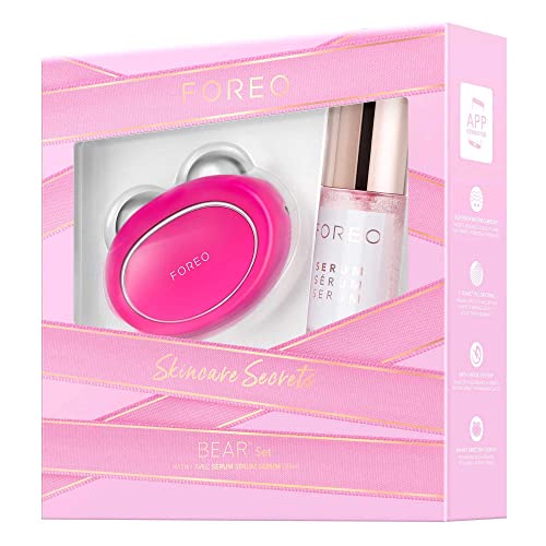 Set regalo FOREO Skincare Secrets: Tonificador facial con microcorrientes BEAR + SERUM SERUM SERUM de 30 ml