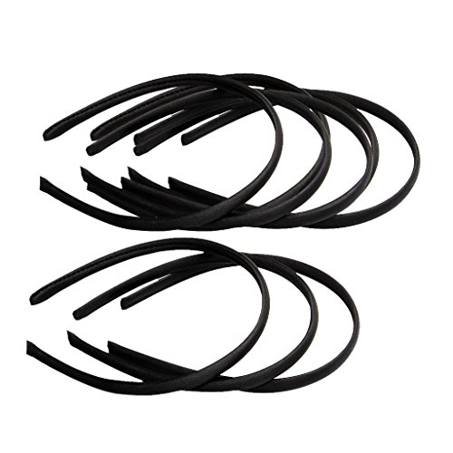 Sharplace 10 Piezas 0.4 "Algodón Coverd Plastic Alice Band Diadema DIY Adornos de Peluquería - Negro