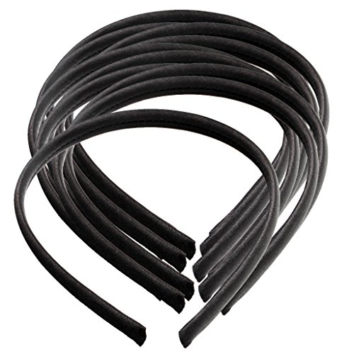 Sharplace 10 Piezas 0.4 "Algodón Coverd Plastic Alice Band Diadema DIY Adornos de Peluquería - Negro