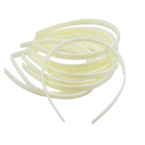 Sharplace 10 Uds 10mm Negro / Blanco Plástico Alice Bandas para El Cabello Diademas para El Cabello DIY - Blanco